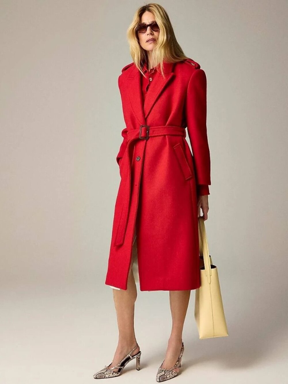 NWT J.Crew Wrap Trench in Holiday Red Italian Double-faced Wool Blend Coat S